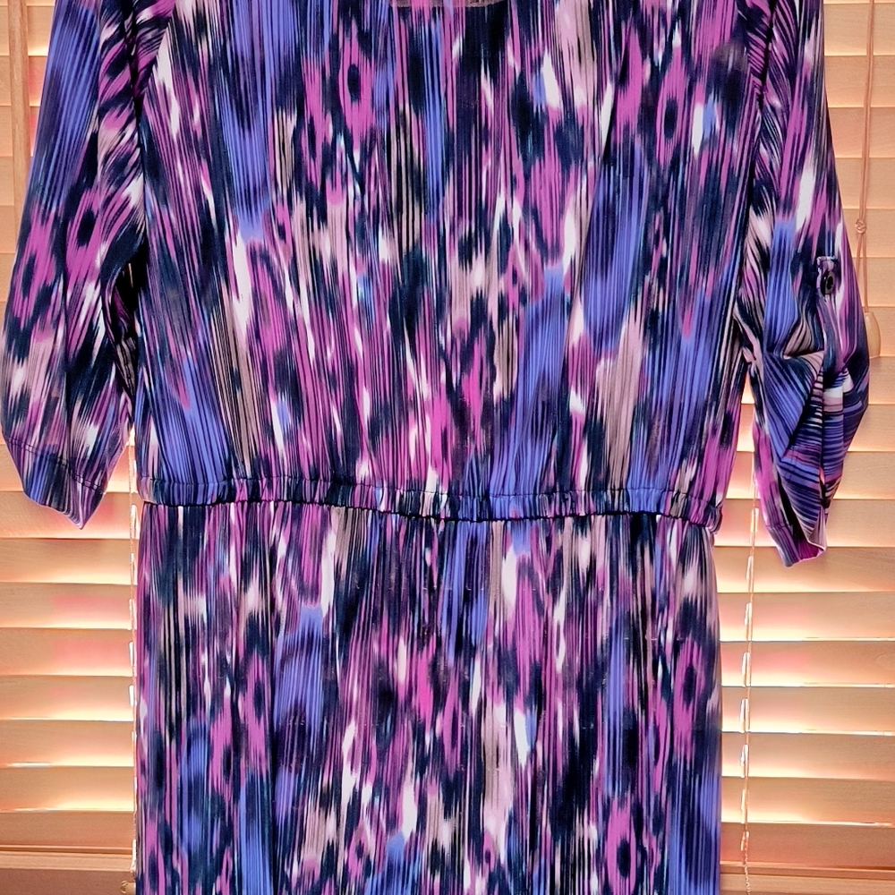 NY Collection Women's Dress - Purple and Pink Pattern